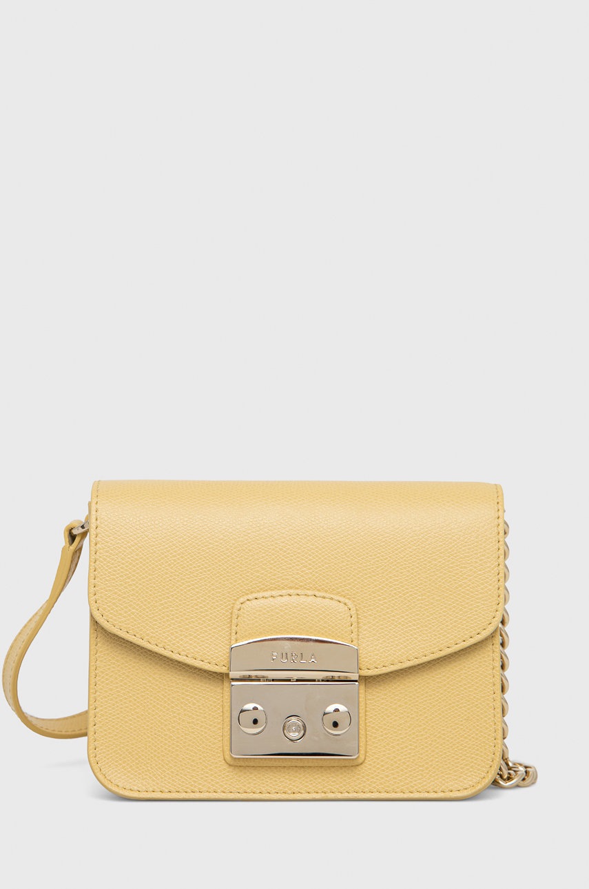 

Кожена чанта Furla в жълто, Жълт