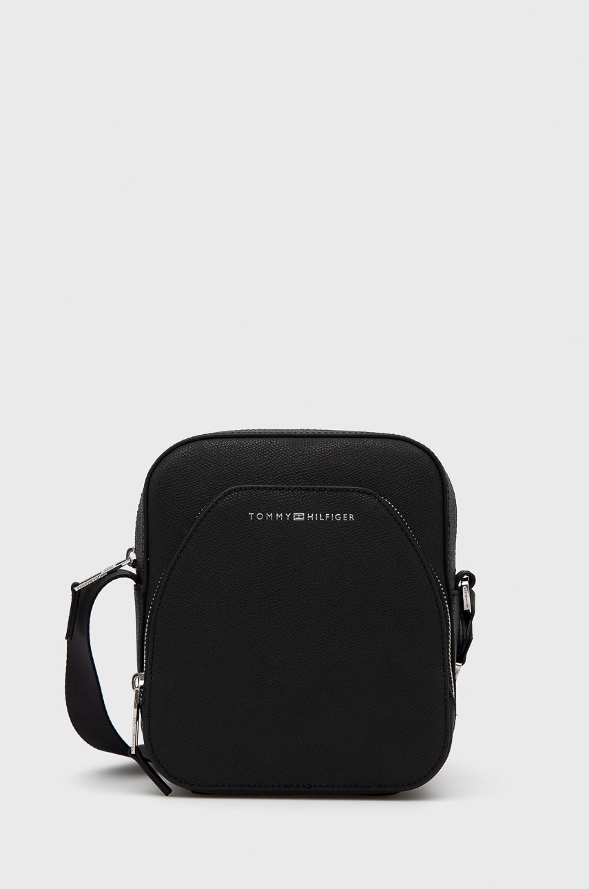 

Кожена чанта през рамо Tommy Hilfiger в черно, Черен