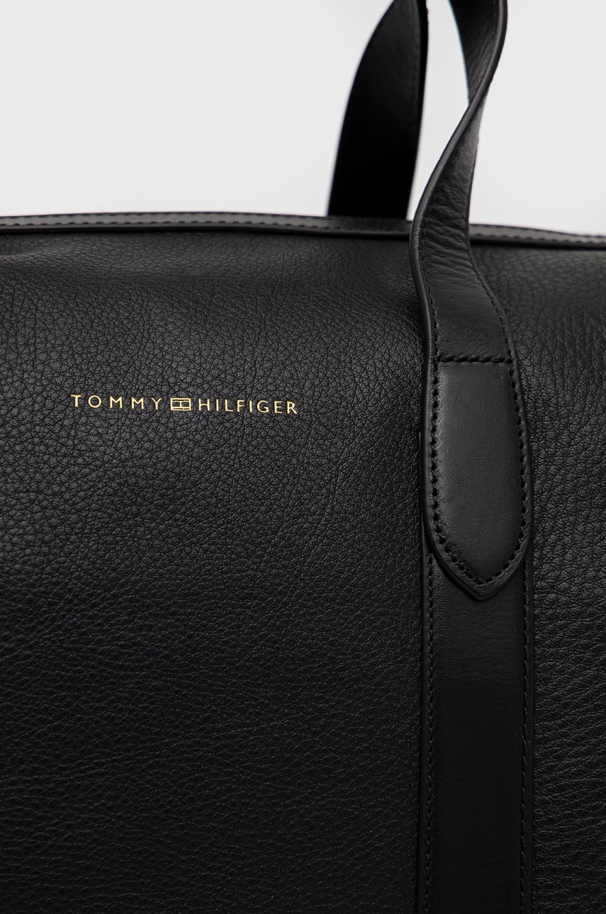 

Шкіряна сумка Tommy Hilfiger колір чорний