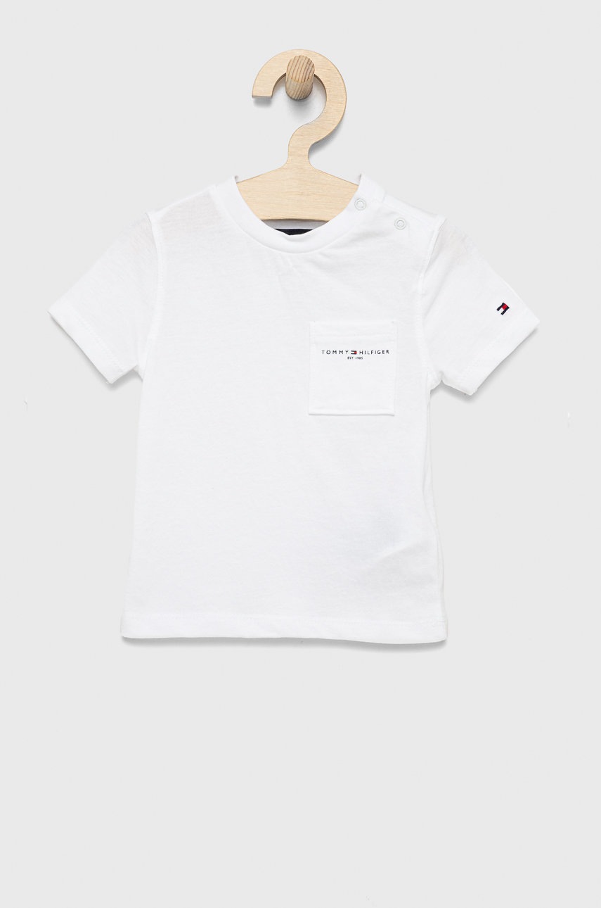 

Детска памучна тениска Tommy Hilfiger в бяло с изчистен дизайн, Бял