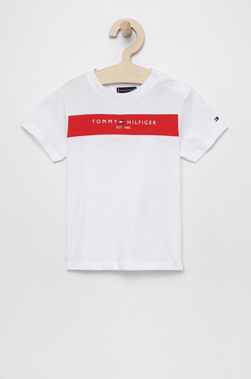 

Детска памучна тениска Tommy Hilfiger в бяло меланж на, Бял