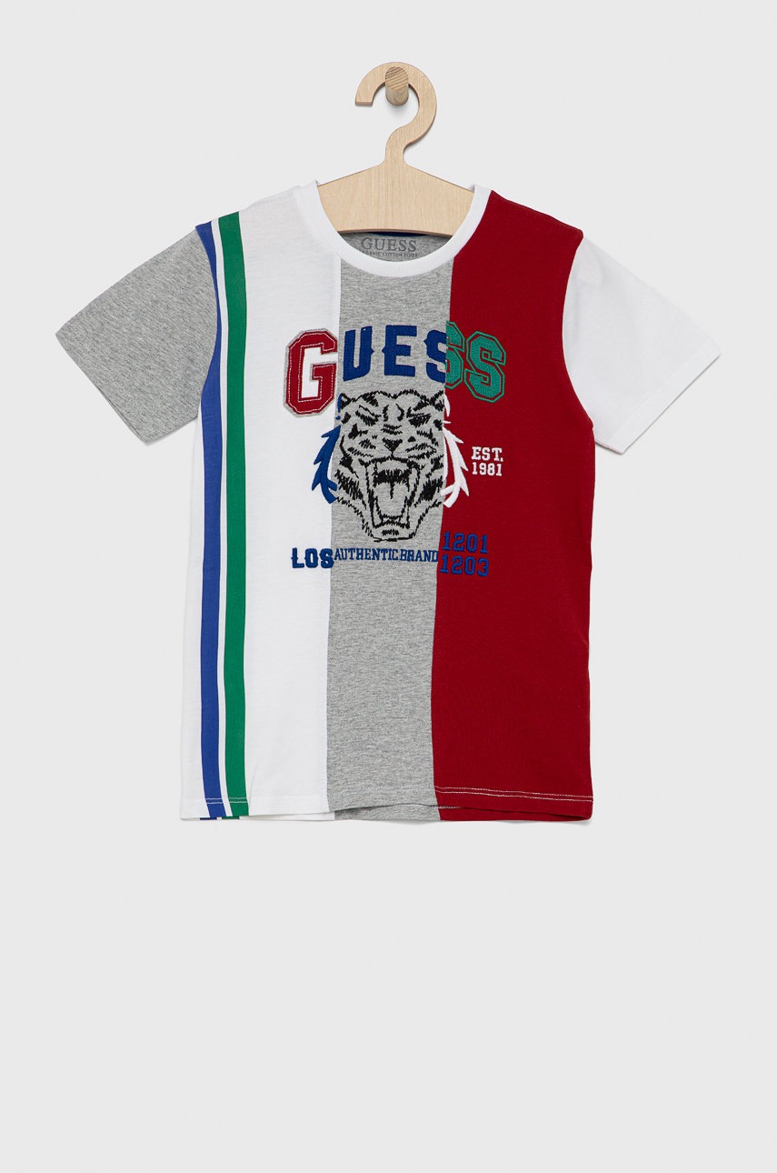 

Дитяча бавовняна футболка Guess з аплікацією
