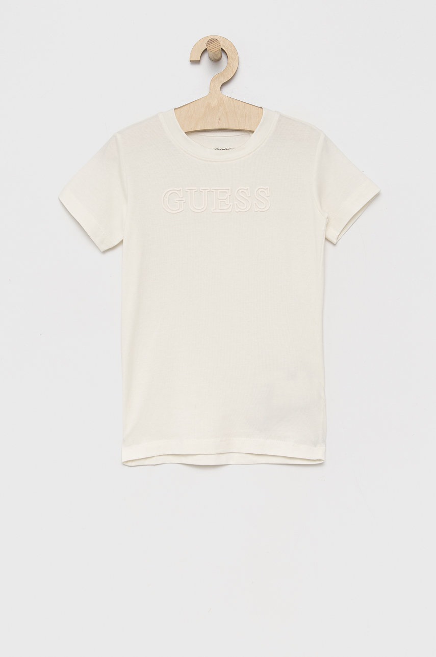 

Детская футболка Guess цвет бежевый с аппликацией