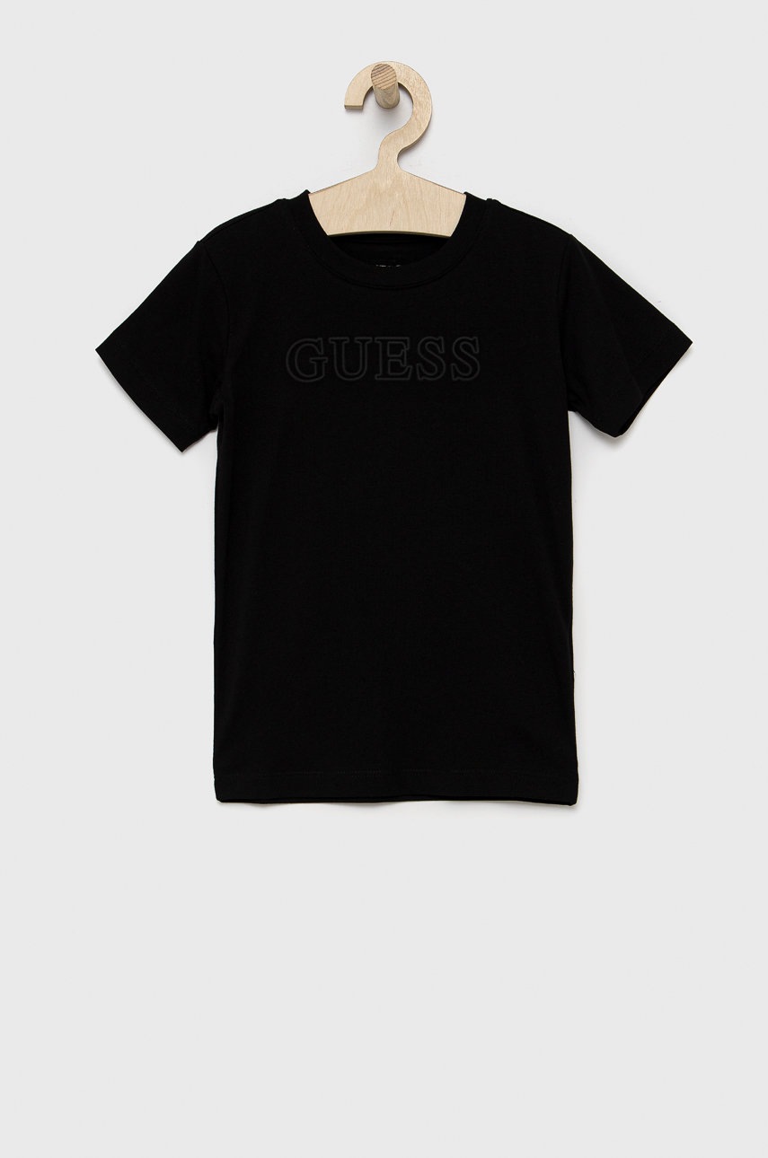 

Детска тениска Guess в черно с апликация, Черен