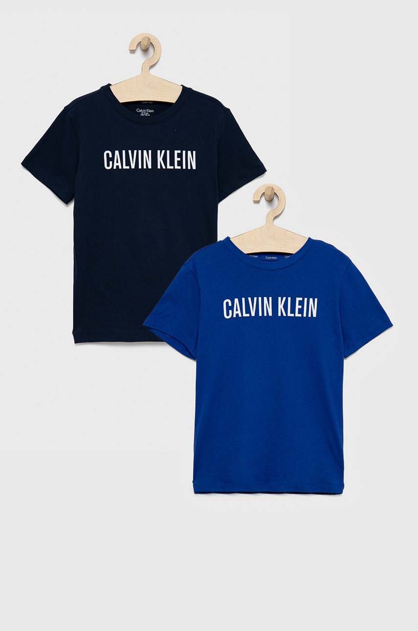 

Детска памучна тениска Calvin Klein Underwear в тъмносиньо с принт, Тъмносин