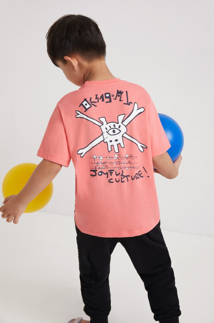 Desigual tricou de bumbac pentru copii culoarea portocaliu, cu imprimeu