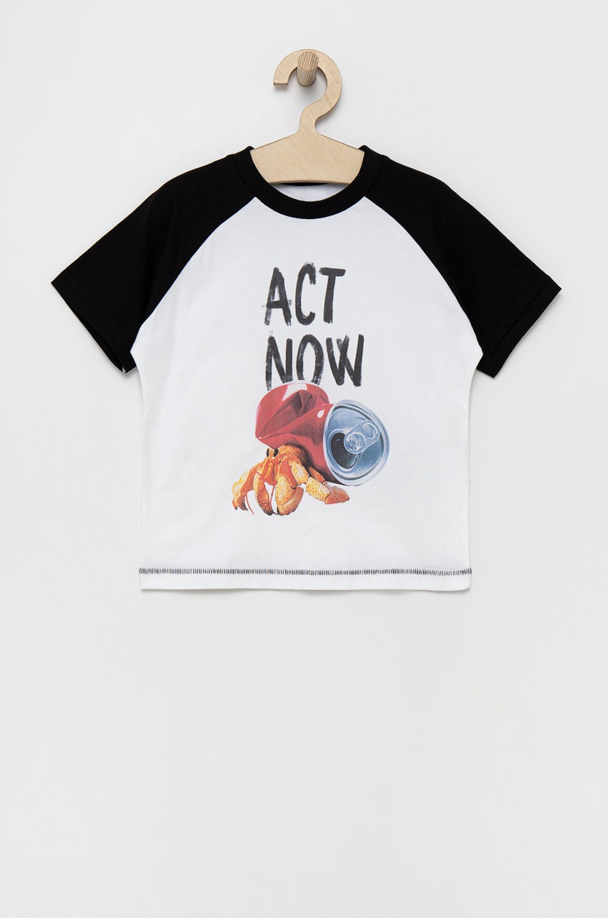 Дитяча бавовняна футболка Desigual колір білий з принтом