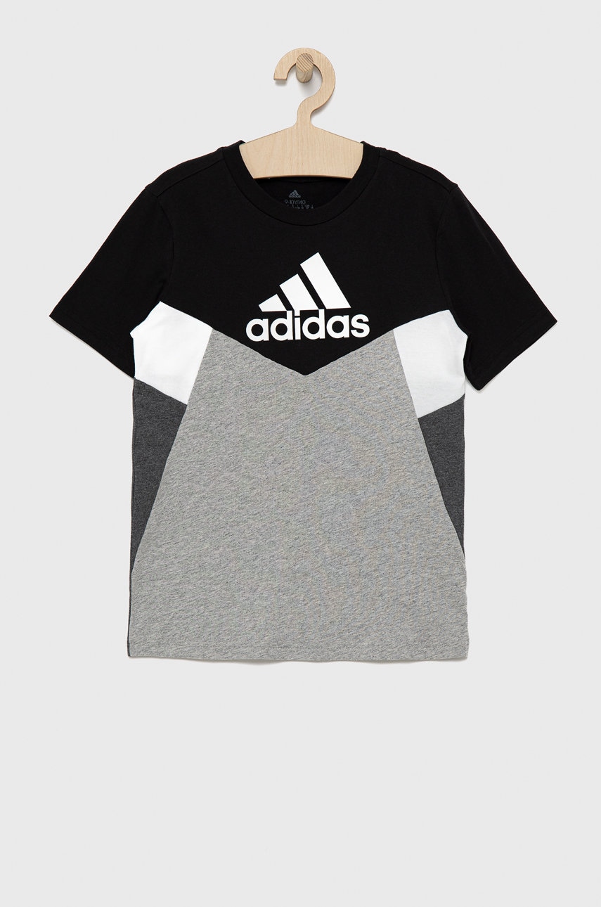Adidas performance tricou de bumbac pentru copii culoarea gri, cu imprimeu