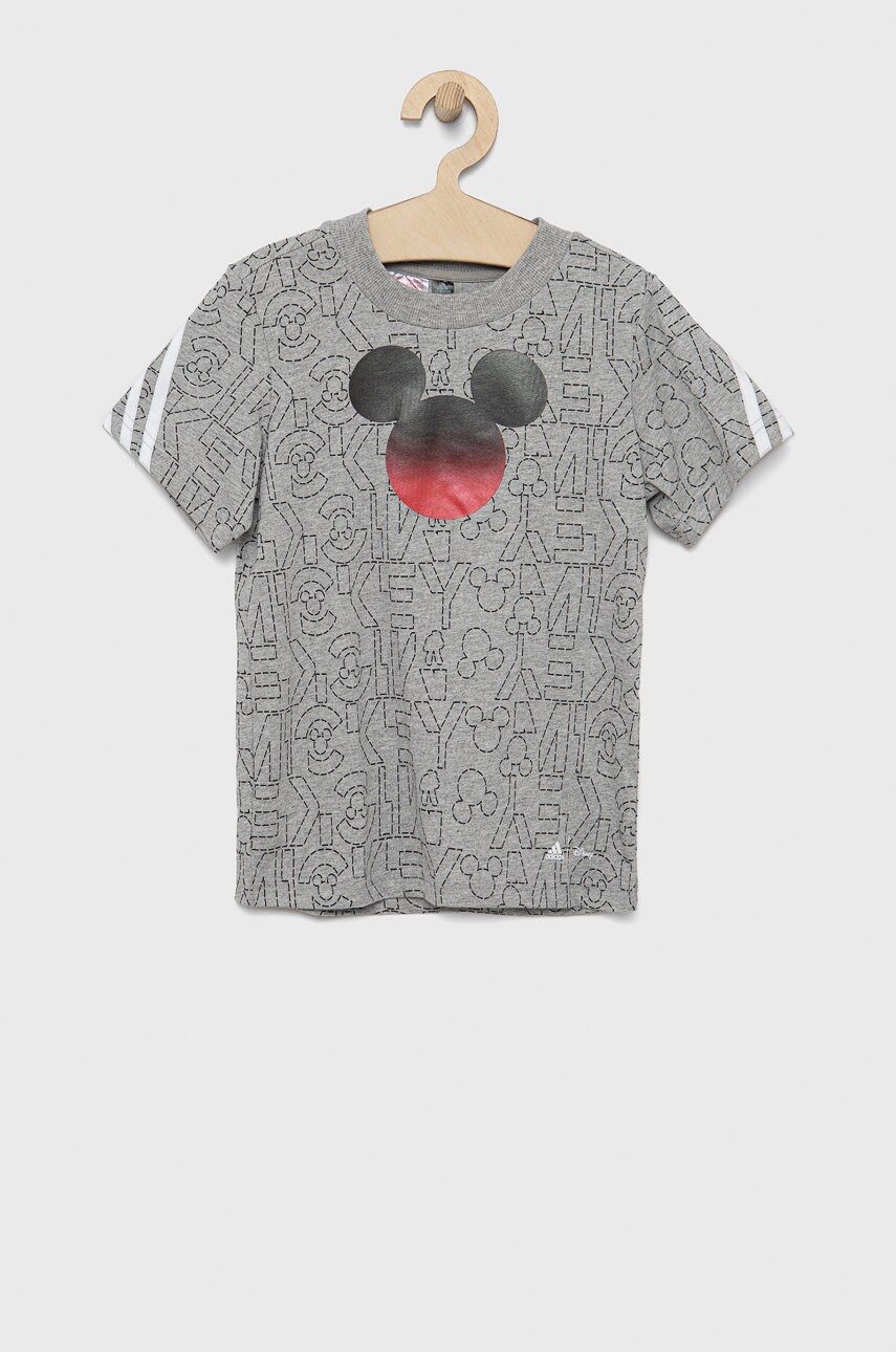 Adidas performance tricou de bumbac pentru copii disney culoarea gri, modelator