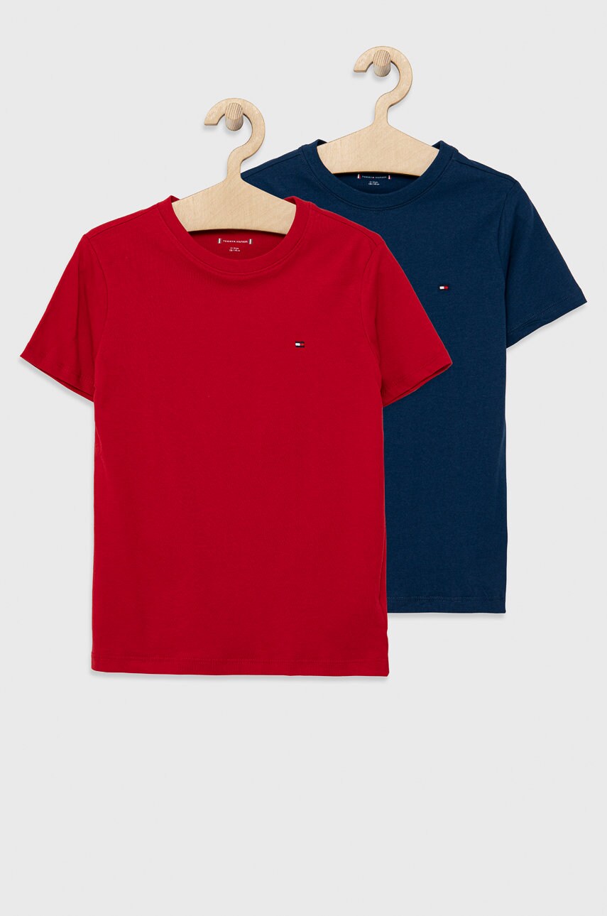 

Детска памучна тениска Tommy Hilfiger в червено с изчистен дизайн, Червен