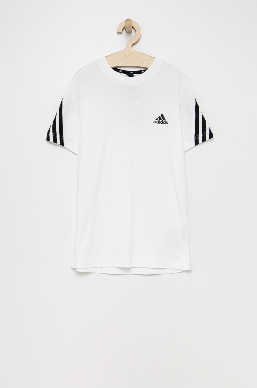 Adidas performance tricou de bumbac pentru copii culoarea alb, cu imprimeu