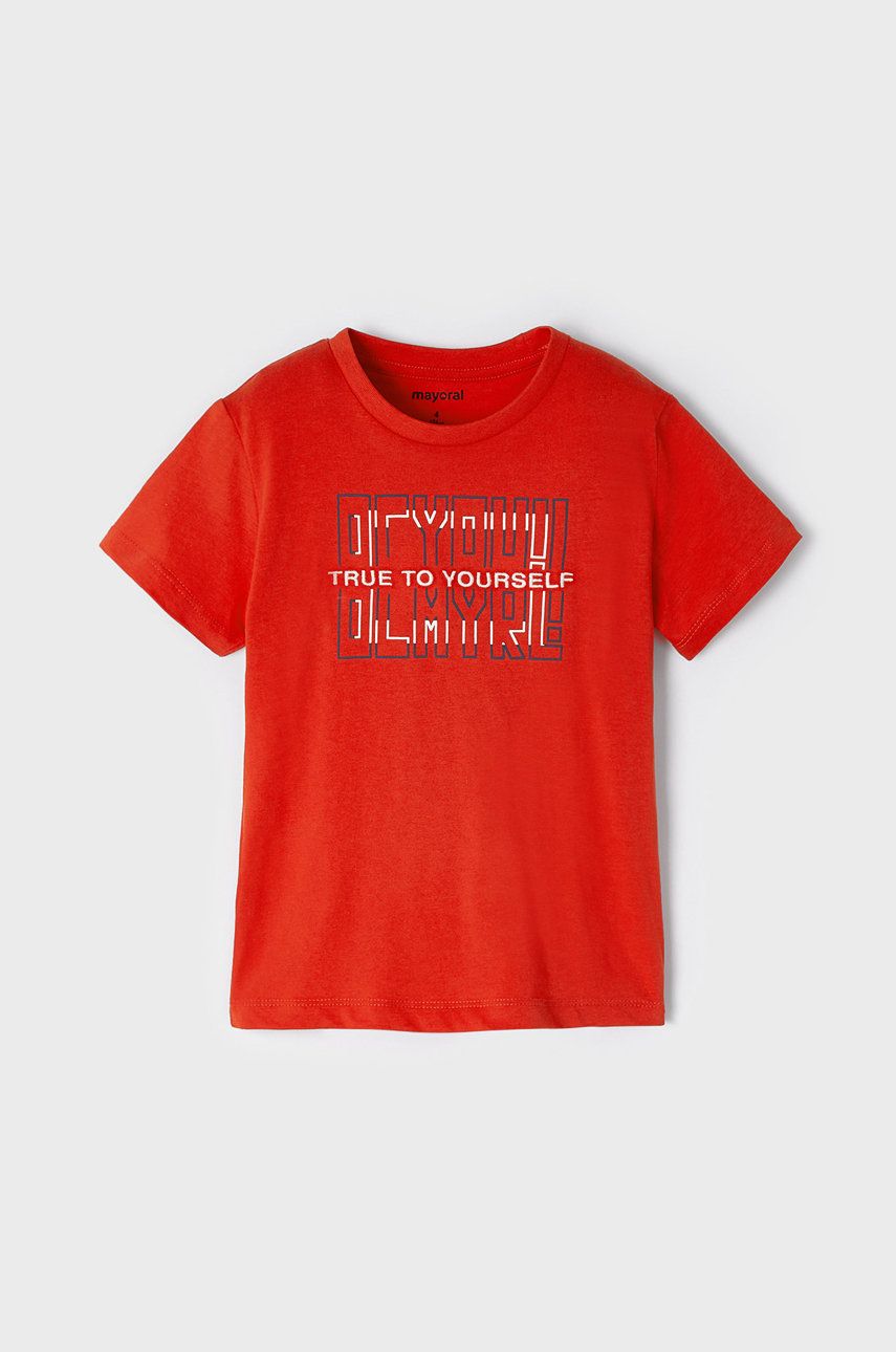 Mayoral T-shirt bawełniany dziecięcy kolor czerwony gładki