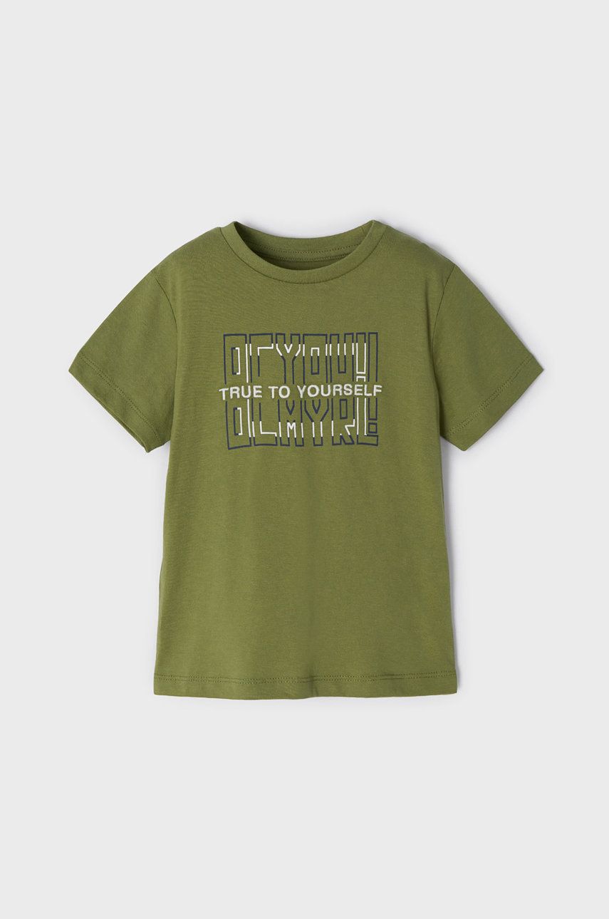 Mayoral T-shirt bawełniany dziecięcy kolor zielony gładki