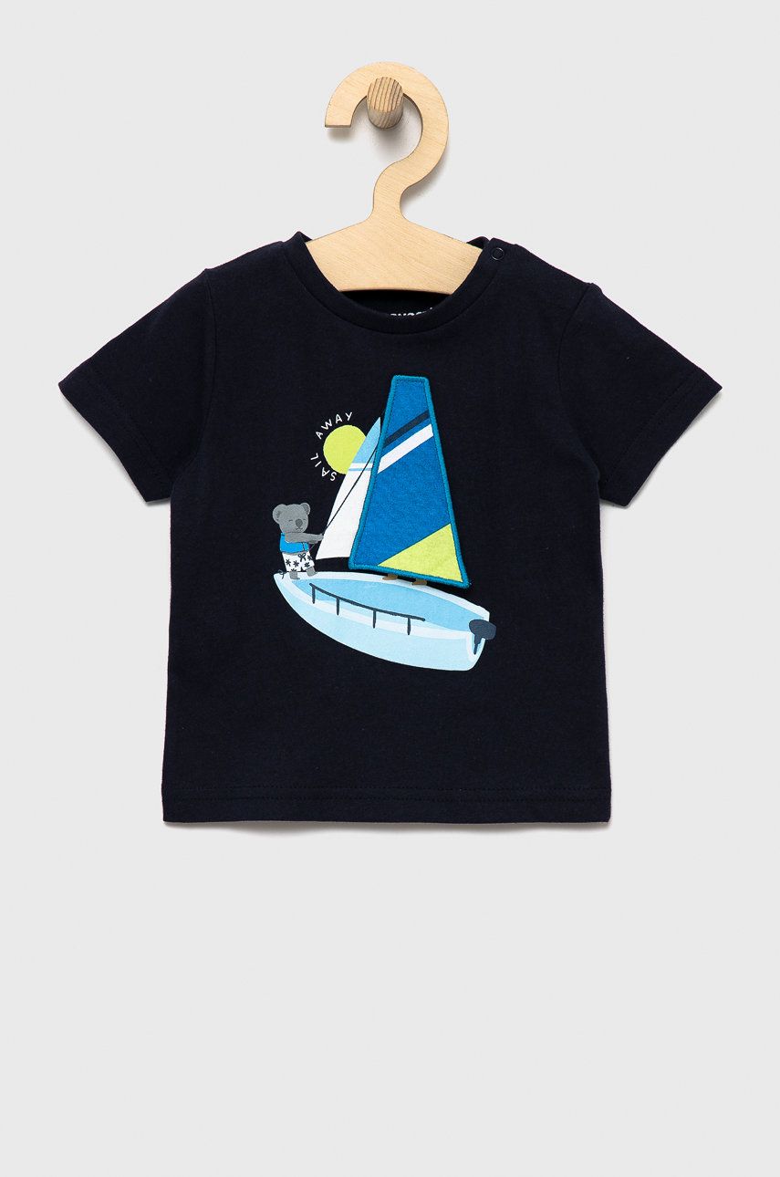 Dětské bavlněné tričko Mayoral tmavomodrá barva, s potiskem - námořnická modř -  100% Bavlna