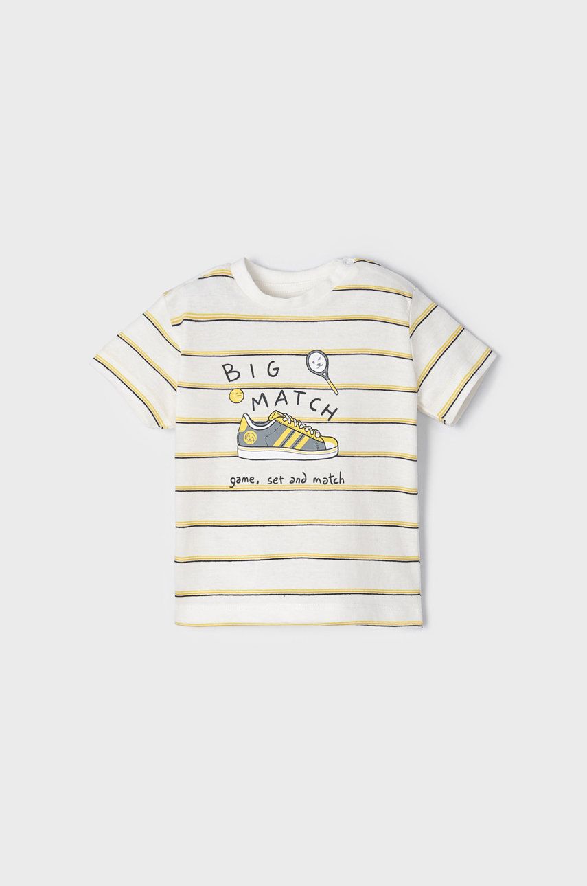 Mayoral t-shirt dziecięcy kolor żółty wzorzysty