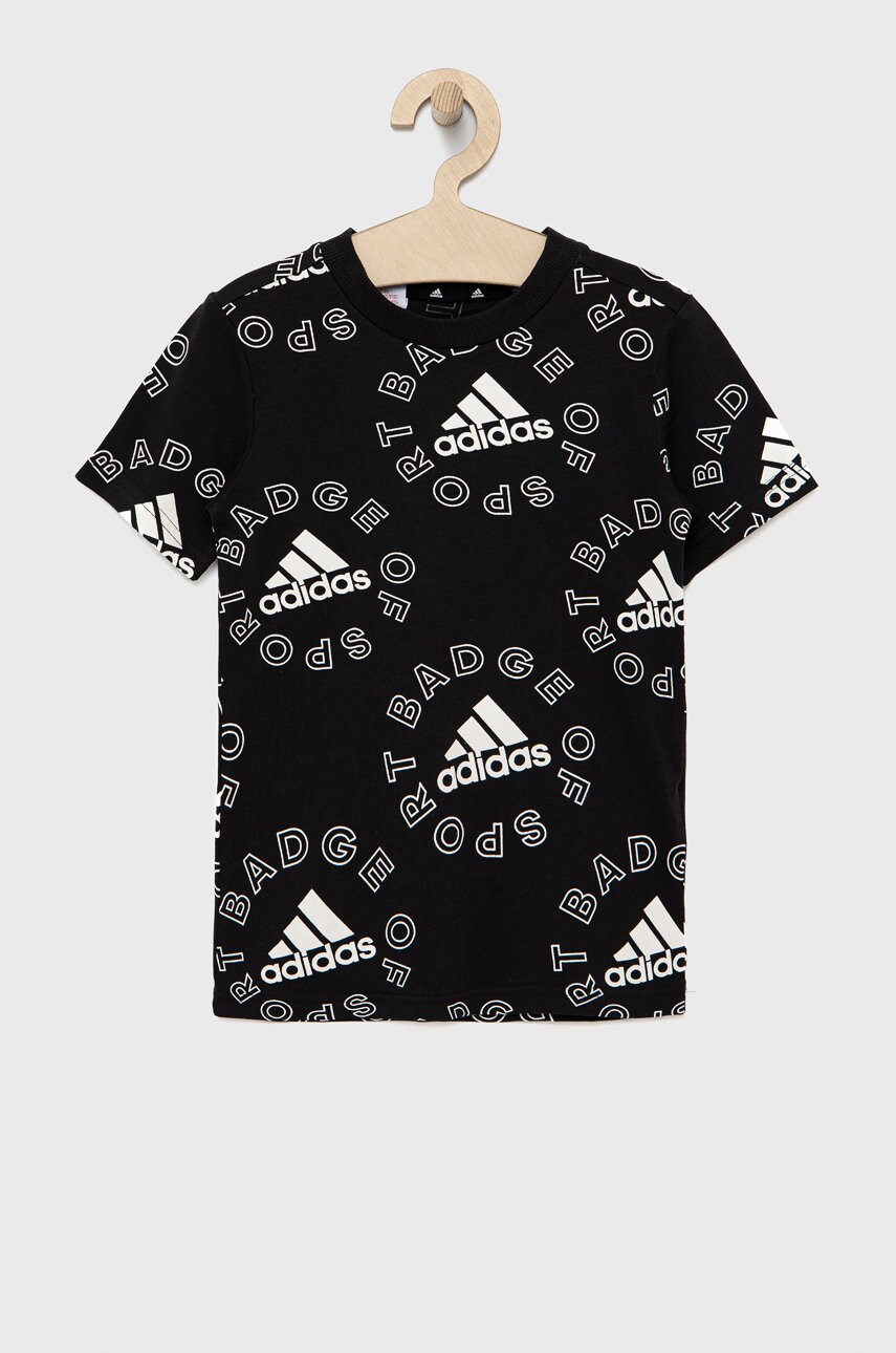 Adidas performance tricou de bumbac pentru copii culoarea negru, modelator