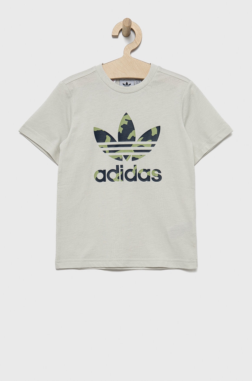 Adidas Originals tricou de bumbac pentru copii hc4533 culoarea bej, cu imprimeu