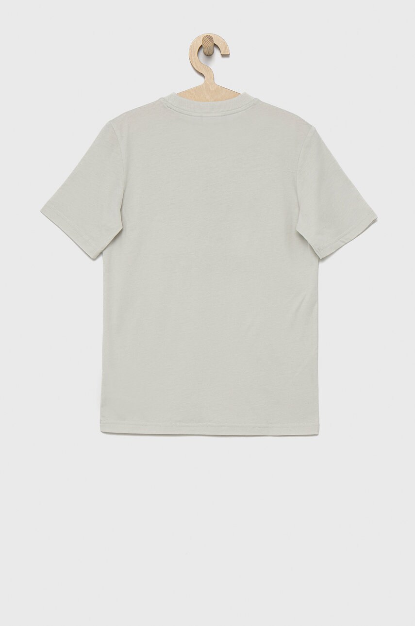 

Детская хлопковая футболка adidas Originals HF7451 цвет бежевый с принтом