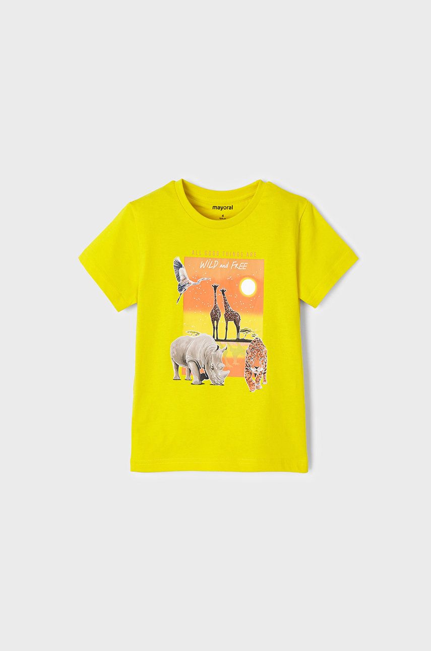 Mayoral tricou de bumbac pentru copii culoarea galben, cu imprimeu 2023 ❤️ Pret Super answear imagine noua 2022