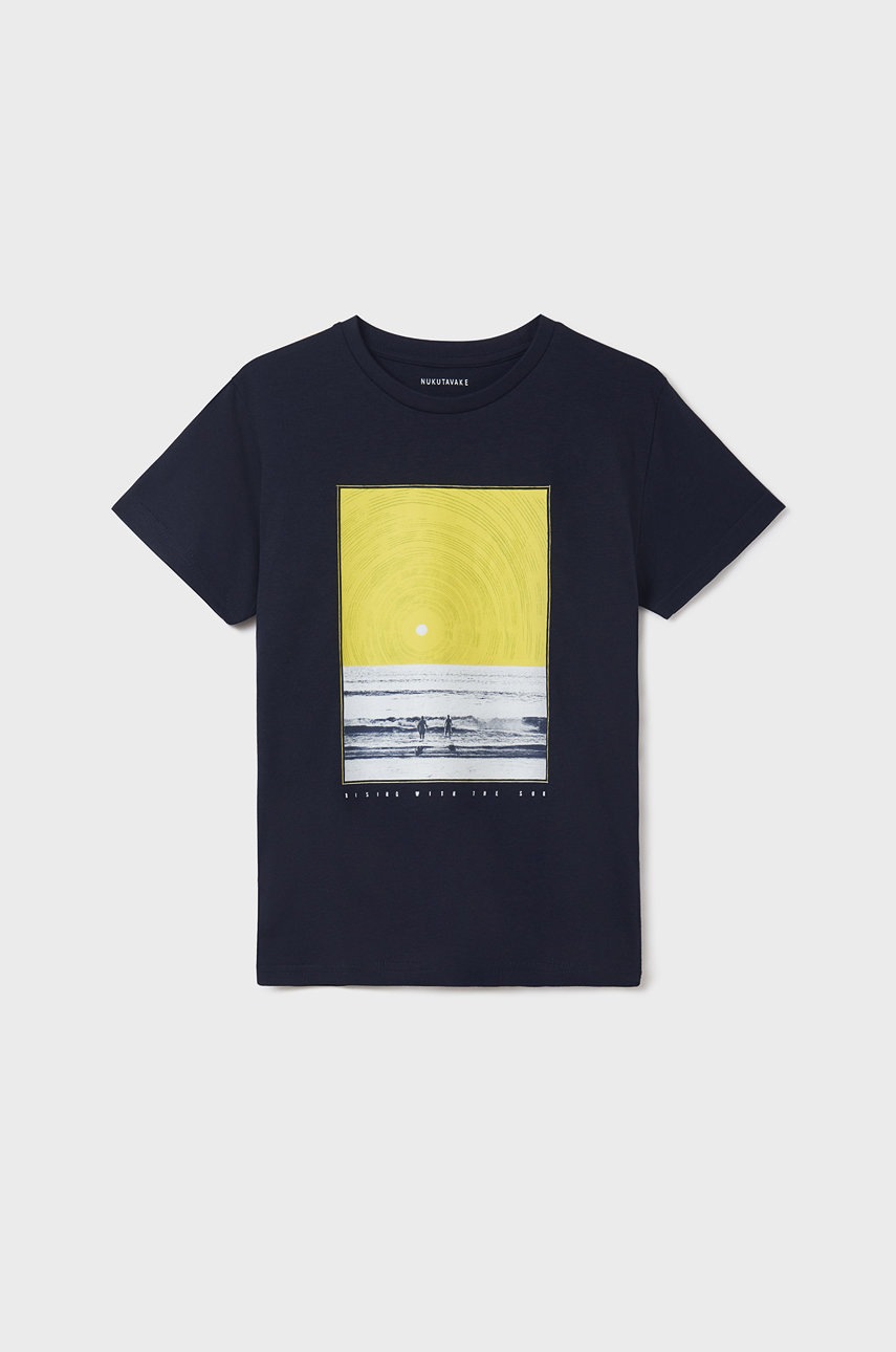 

Детска памучна тениска Mayoral в тъмносиньо с принт, Тъмносин