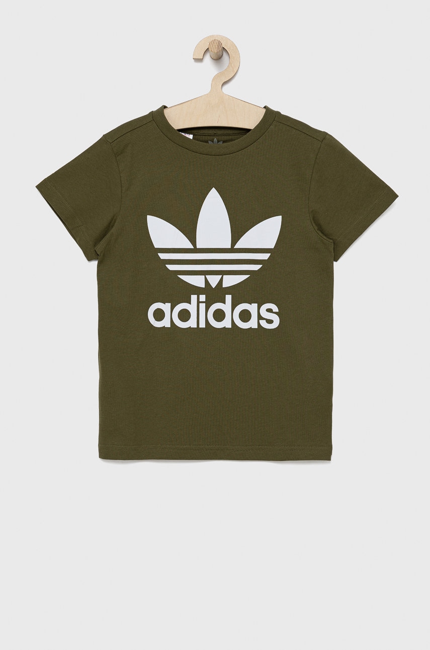 Adidas Originals tricou de bumbac pentru copii hd2005 culoarea verde, cu imprimeu