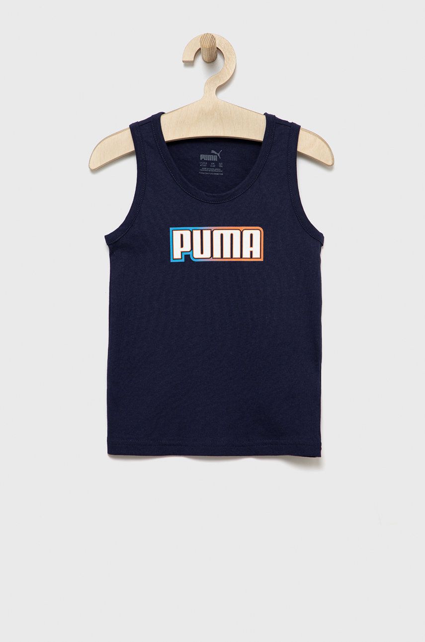 Puma top din bumbac pentru copii culoarea albastru marin, cu imprimeu 2022 ❤️ Pret Super answear imagine noua 2022