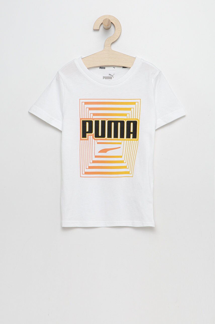Puma tricou de bumbac pentru copii 847292 culoarea alb, cu imprimeu