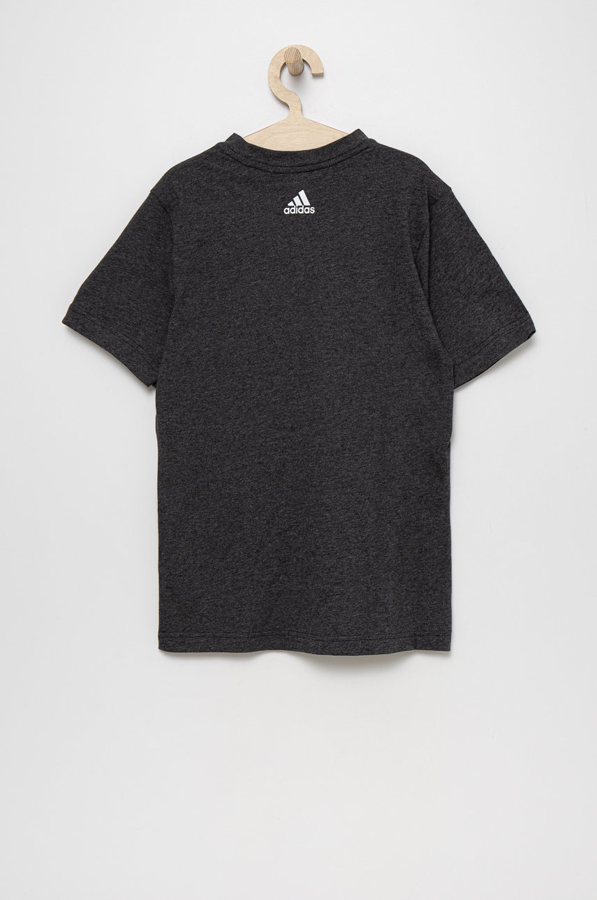 

Детская хлопковая футболка adidas Performance HG8856 цвет серый меланж