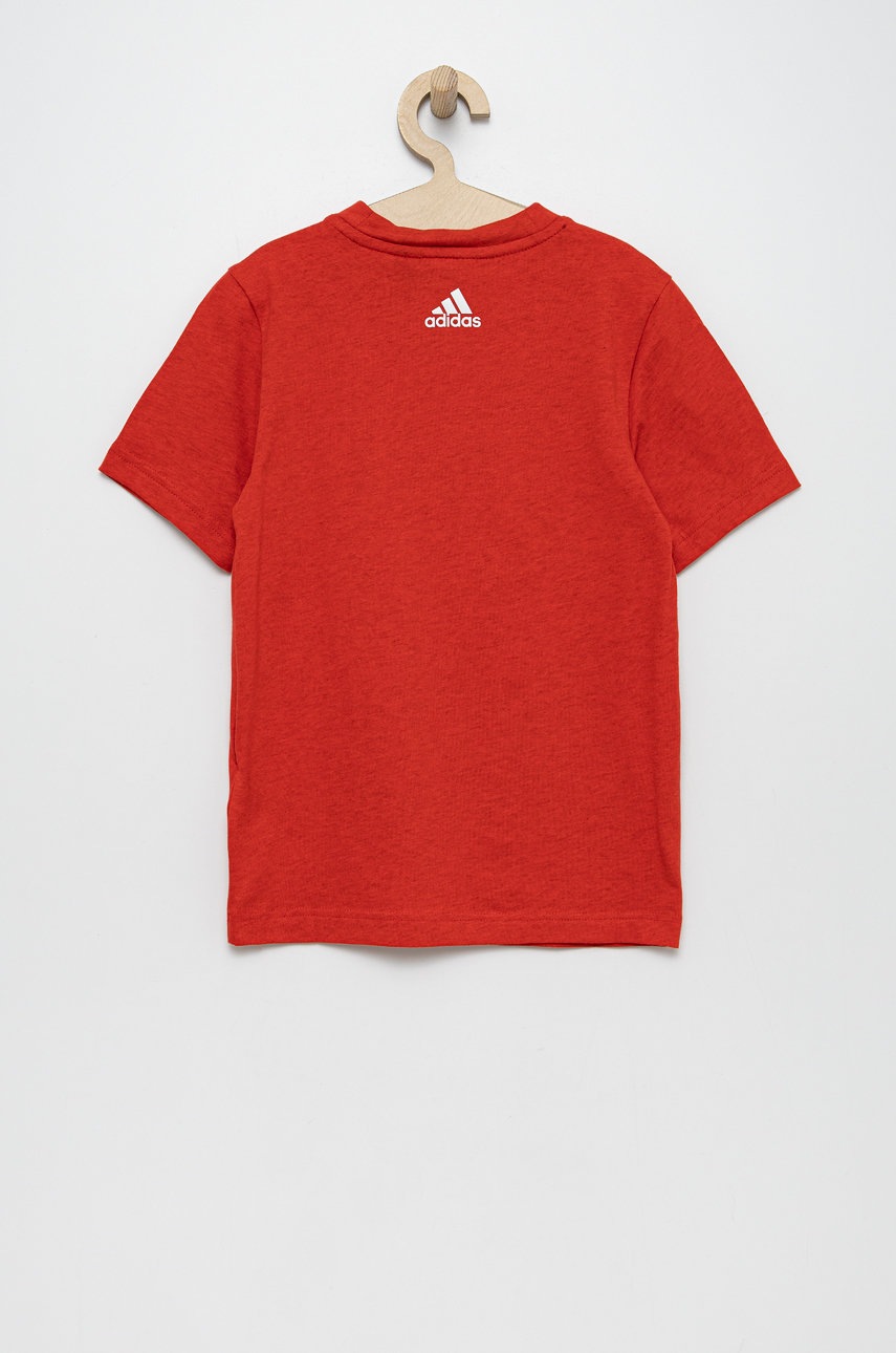 

Детская хлопковая футболка adidas Performance HG8863 цвет красный меланж
