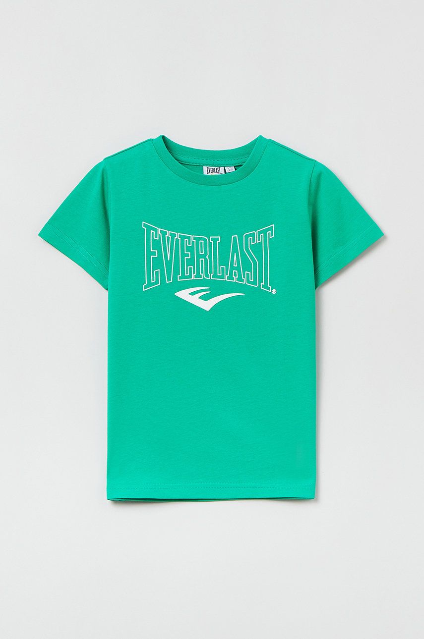 OVS tricou de bumbac pentru copii culoarea verde, cu imprimeu