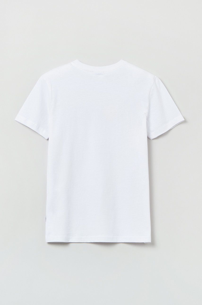 OVS t-shirt bawełniany dziecięcy kolor biały z nadrukiem