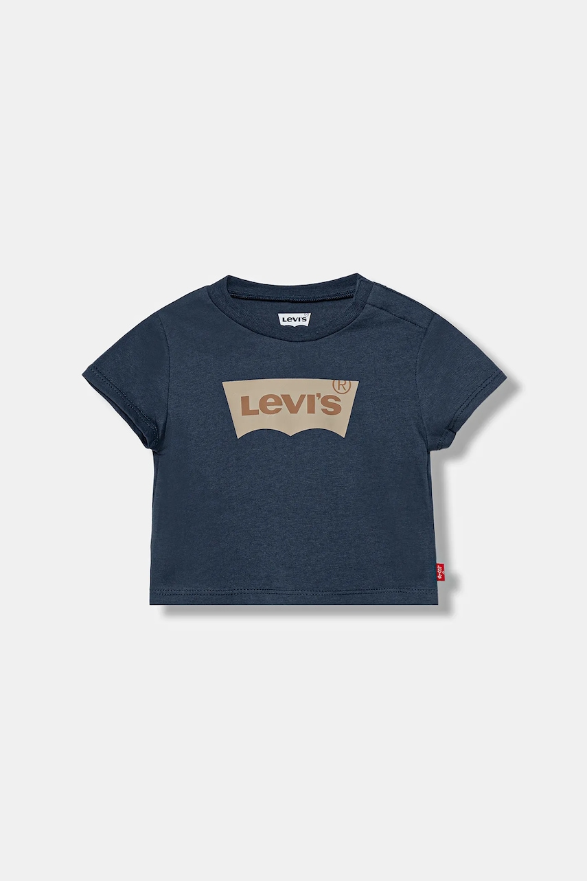 Levi\'s tricou din bumbac pentru bebeluși culoarea turcoaz, cu imprimeu, 6E8157