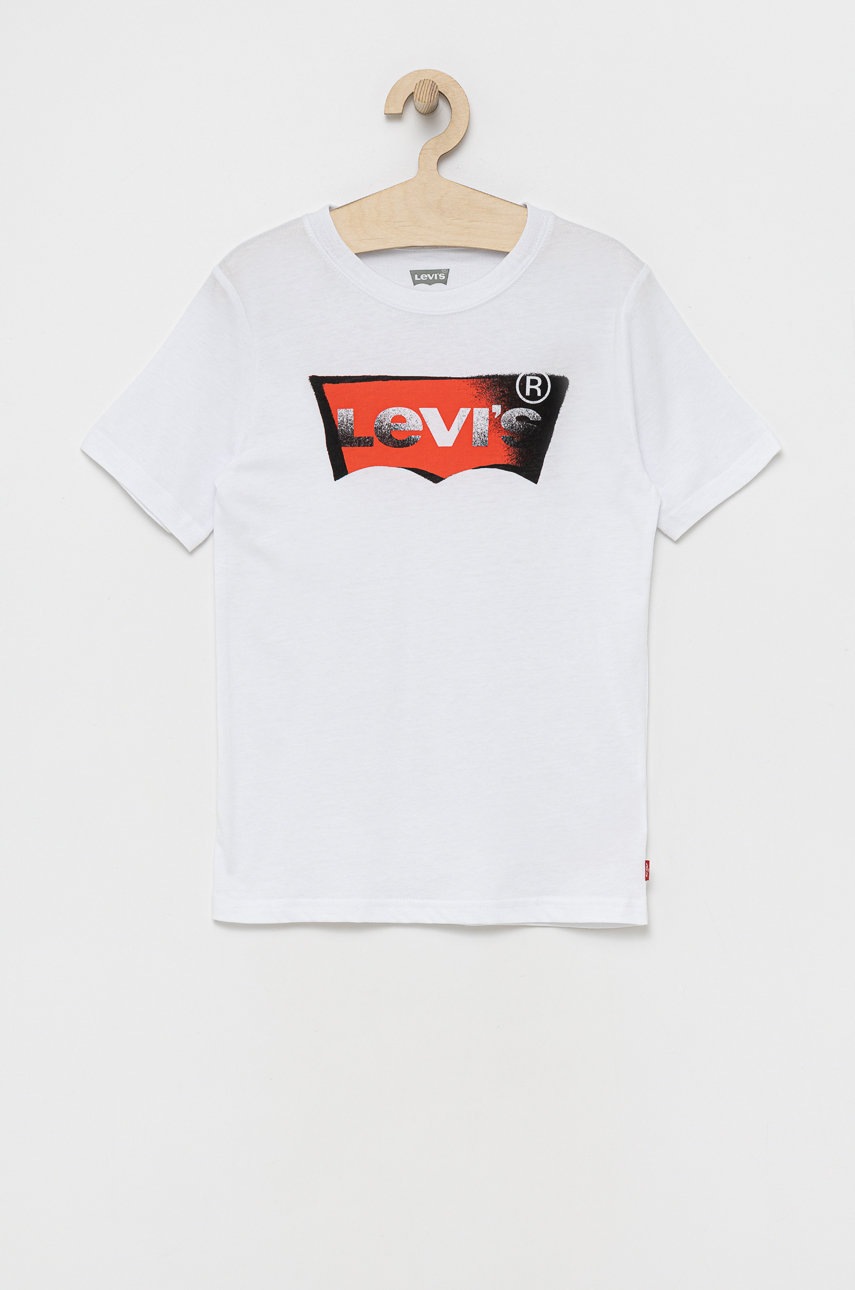 

Детска памучна тениска Levi's в бяло с принт, Бял