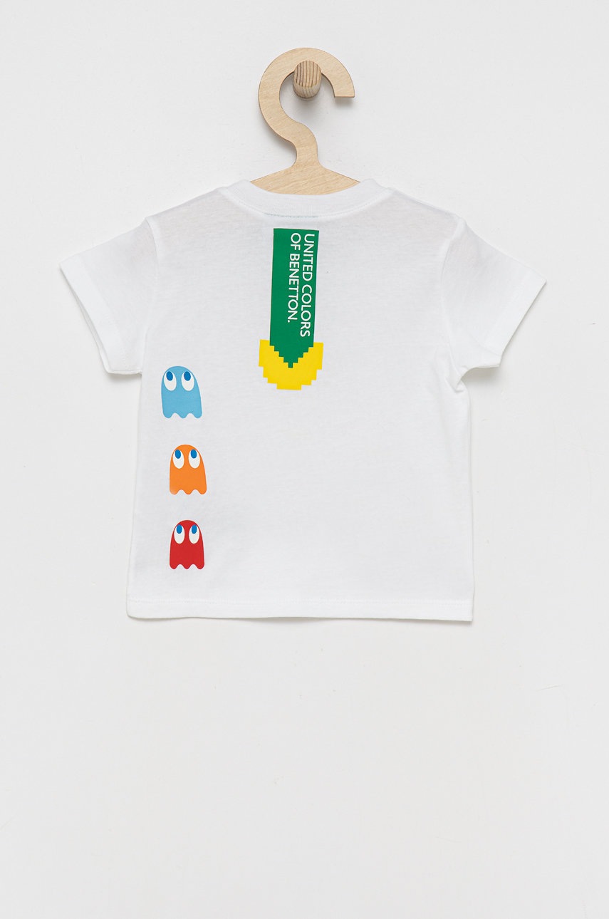 

Дитяча бавовняна футболка United Colors of Benetton колір білий з принтом