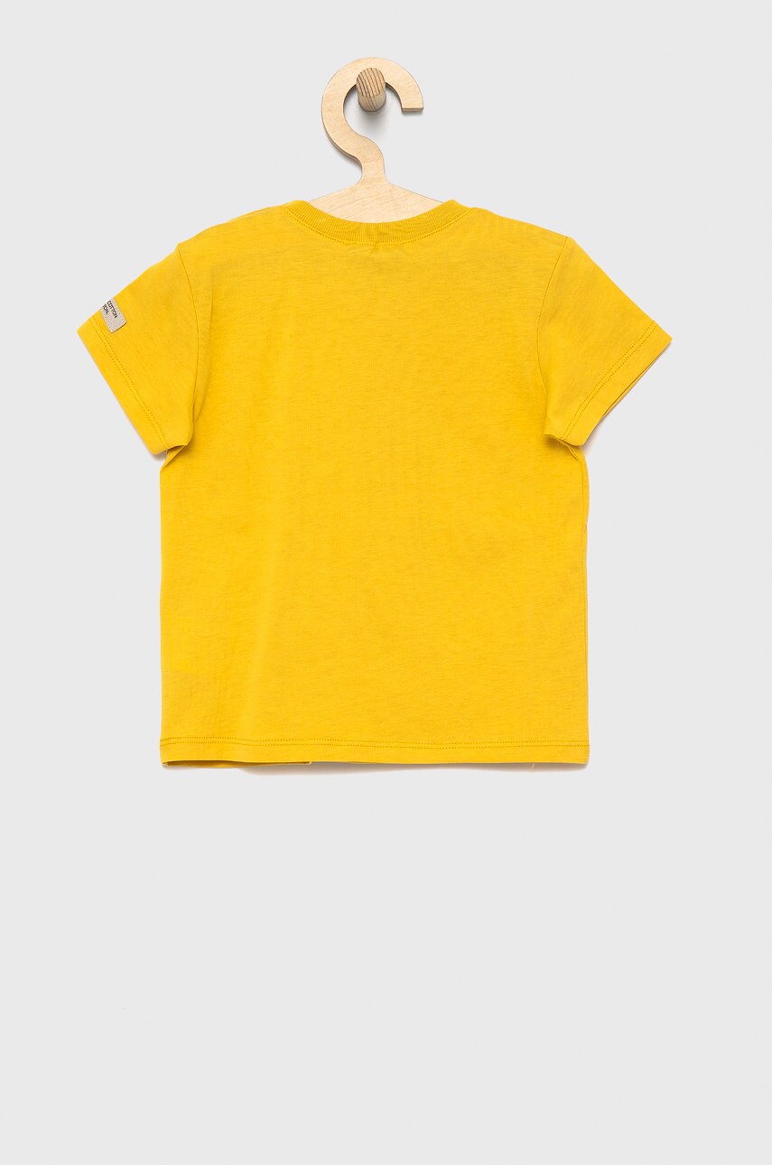 

Дитяча бавовняна футболка United Colors of Benetton колір жовтий гладкий
