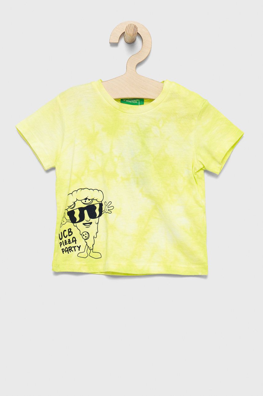 United Colors of Benetton tricou de bumbac pentru copii culoarea galben, modelator
