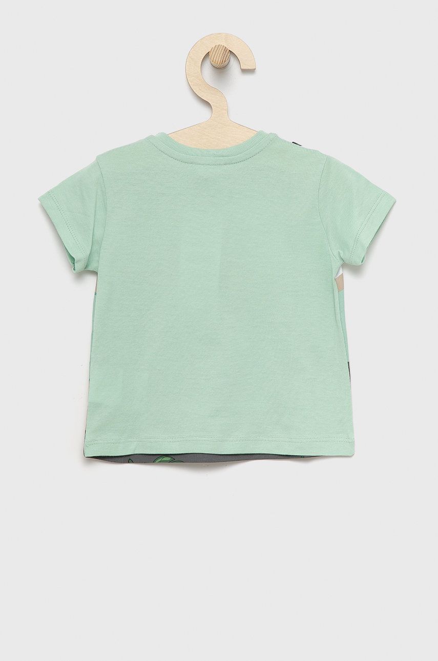 

Дитяча бавовняна футболка United Colors of Benetton колір зелений з принтом