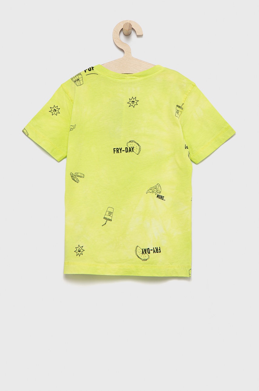 

Дитяча бавовняна футболка United Colors of Benetton колір зелений візерунок