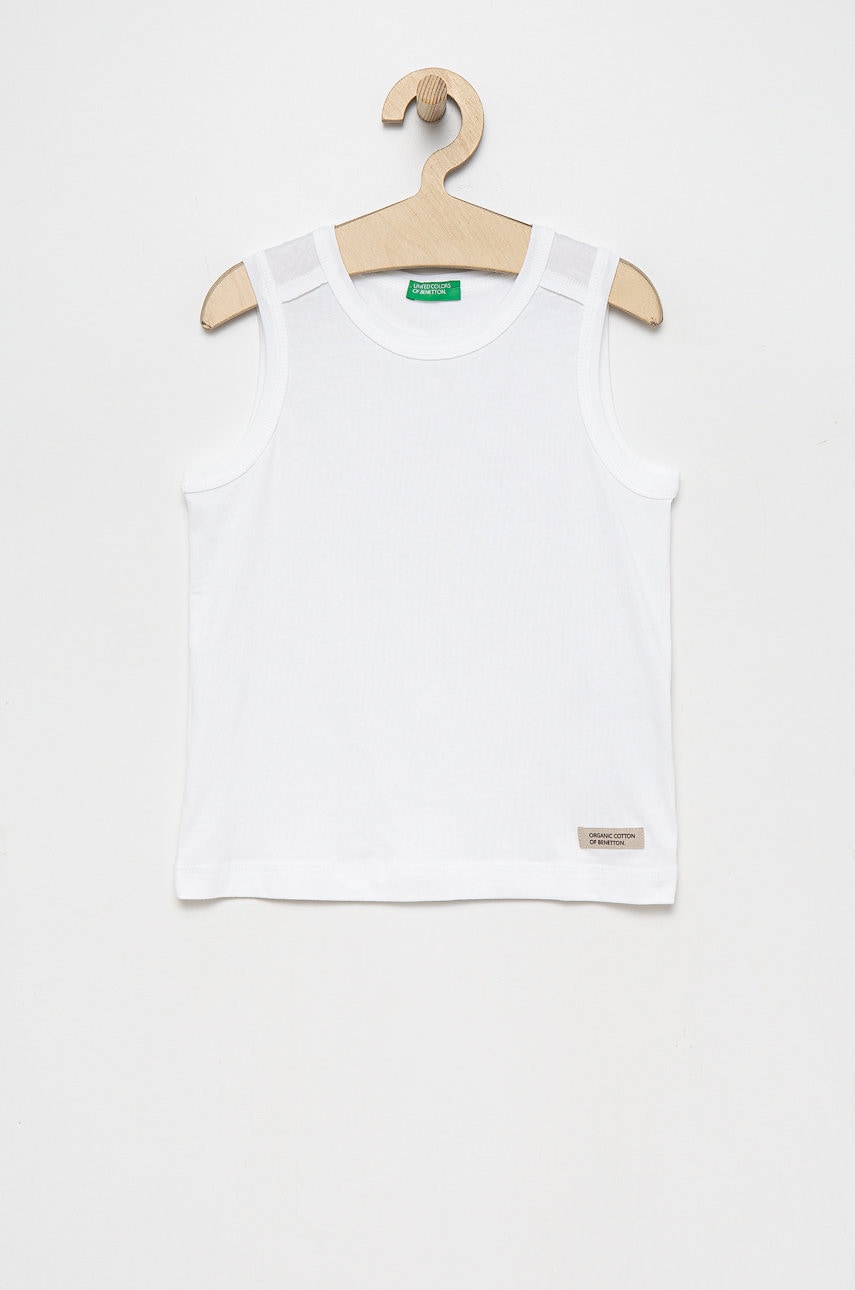United Colors Of Benetton tricou din bumbac culoarea alb, neted
