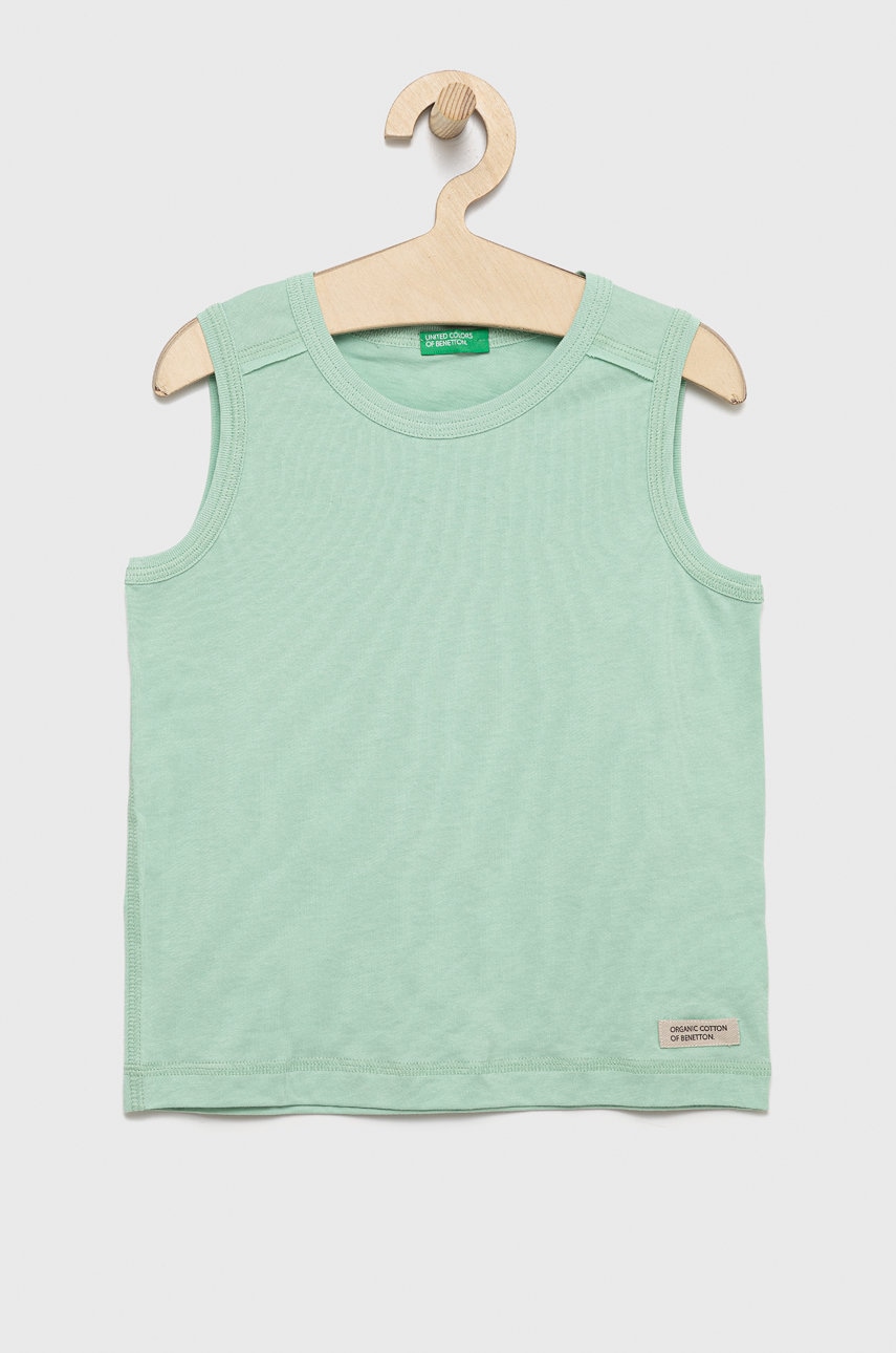 United Colors Of Benetton tricou din bumbac culoarea verde, neted