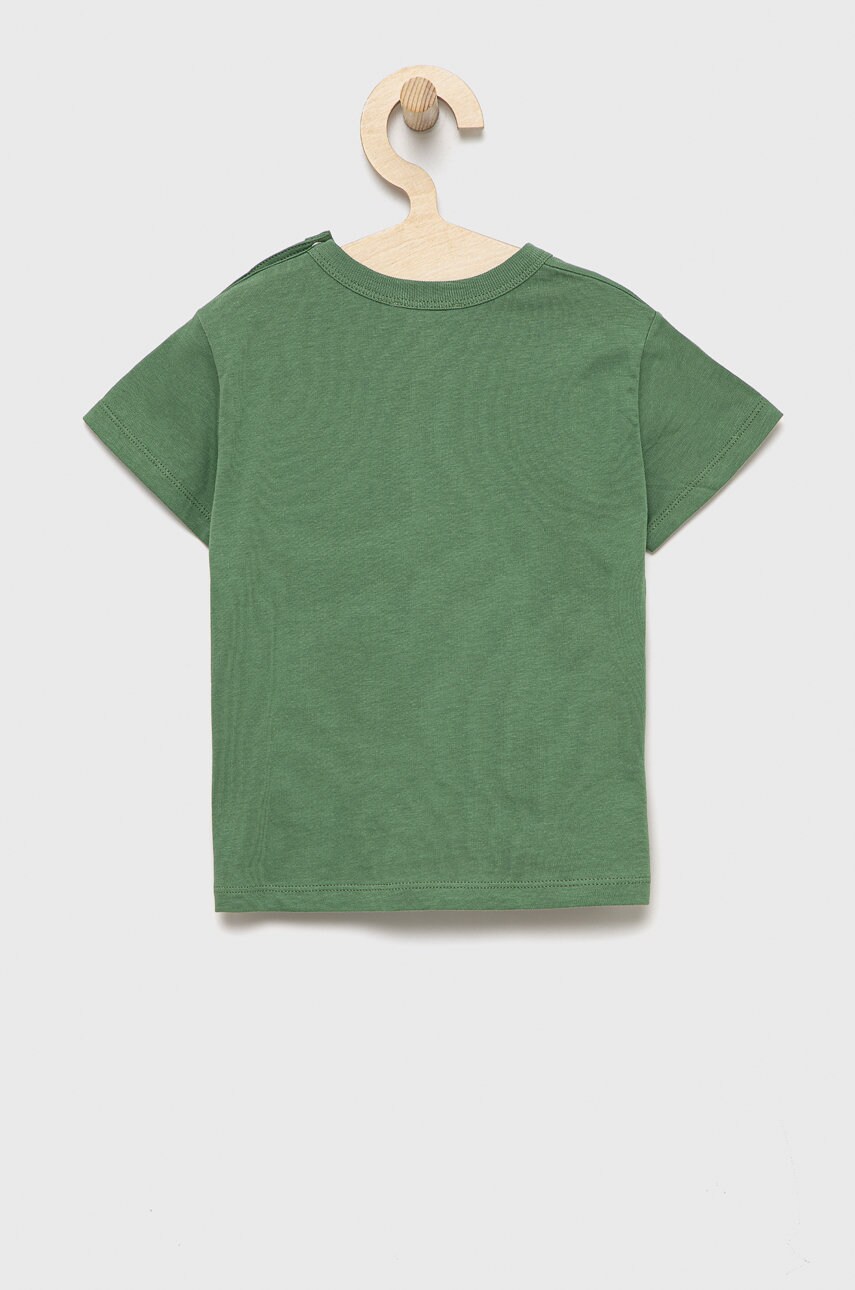 

Дитяча бавовняна футболка United Colors of Benetton колір зелений з принтом