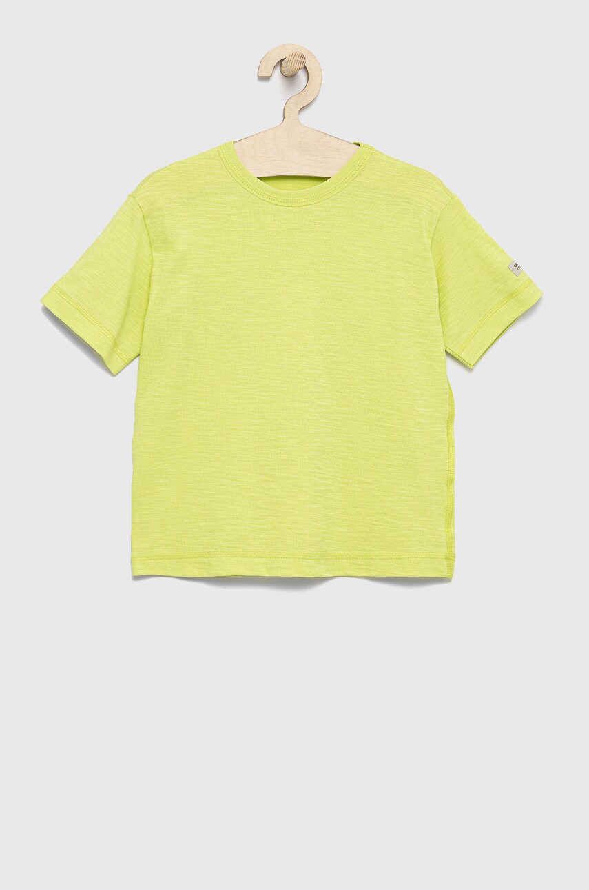 

Детская хлопковая футболка United Colors of Benetton цвет жёлтый однотонная