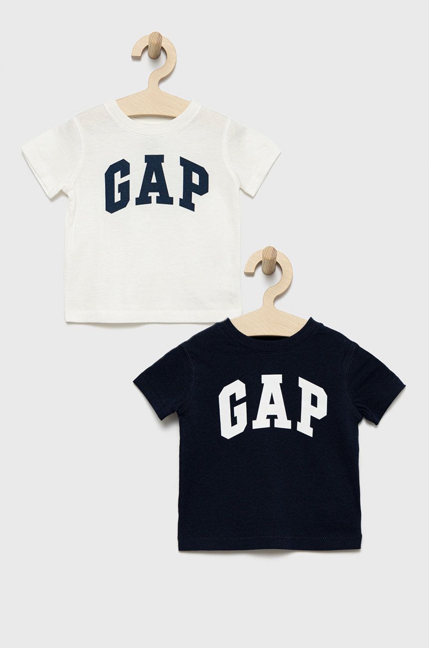 GAP t-shirt bawełniany dziecięcy (2-pack) kolor granatowy z nadrukiem