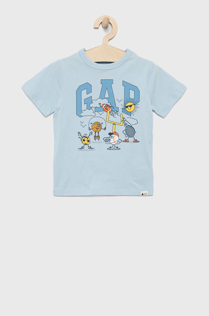 

Детска памучна тениска GAP с принт, Син