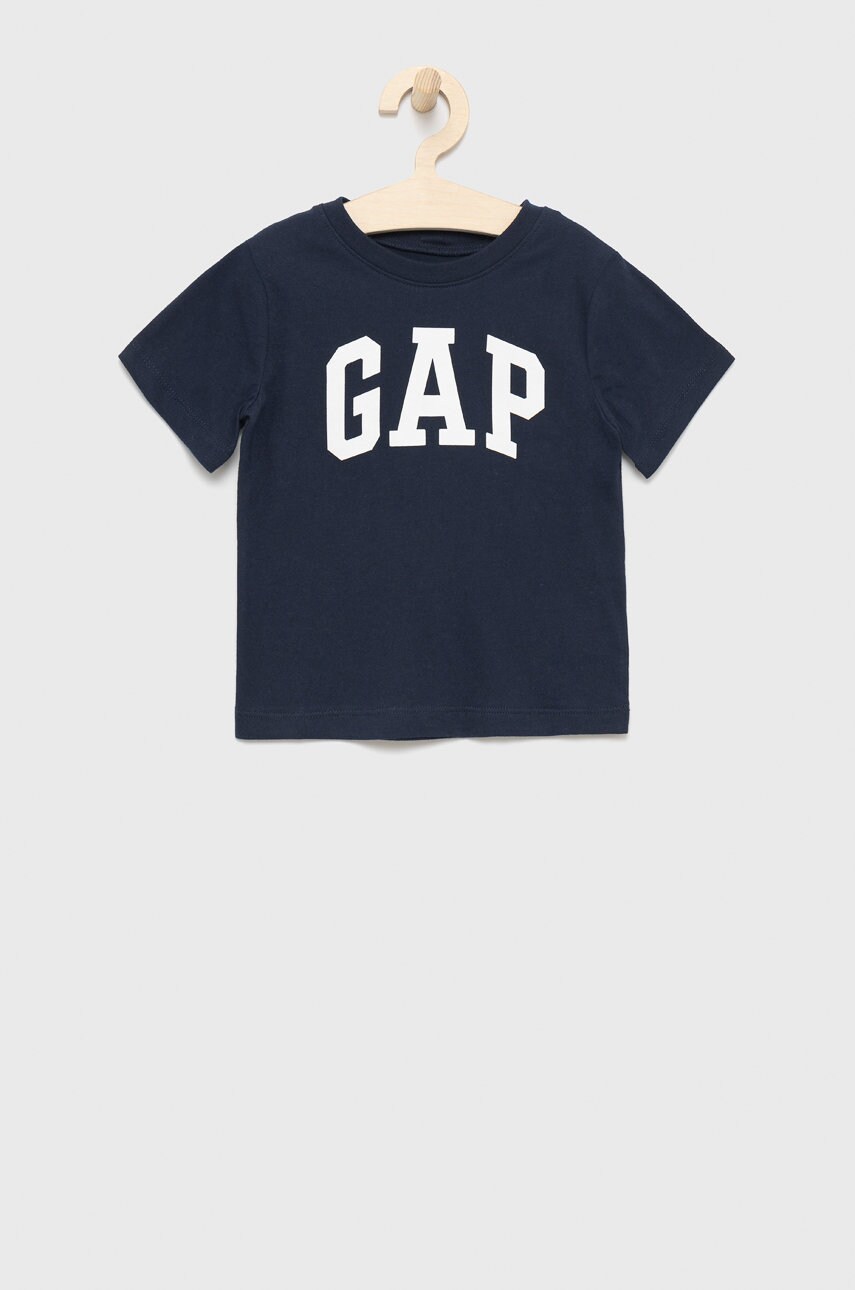 

Детска памучна тениска GAP в тъмносиньо с принт, Тъмносин