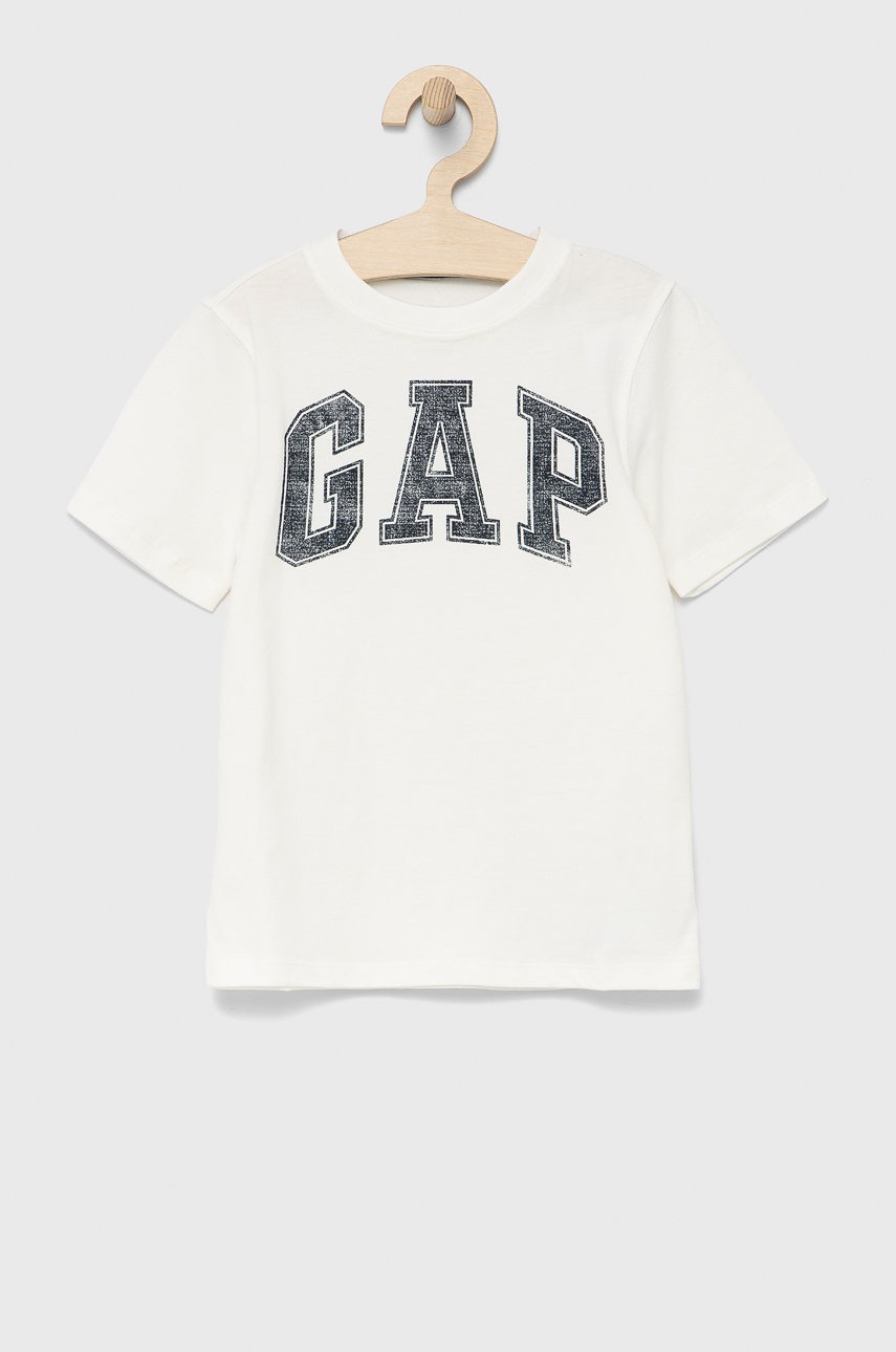 

Детска памучна тениска GAP в бяло с принт, Бял