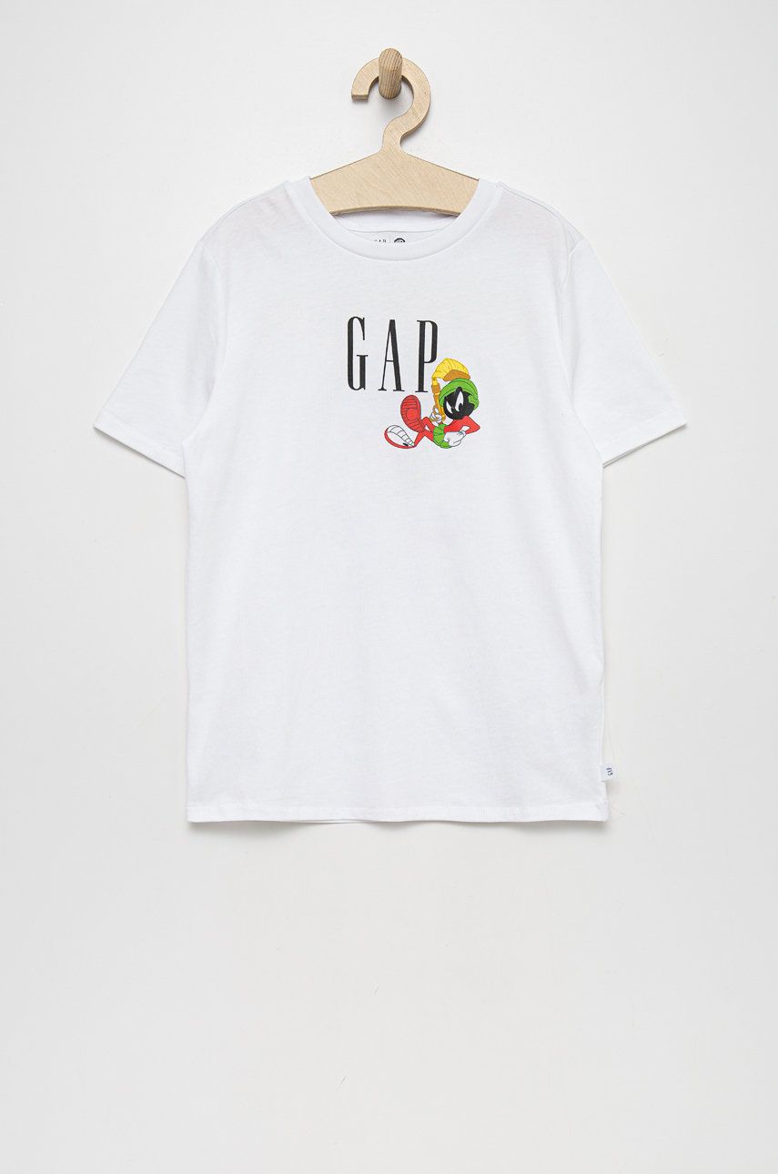 Gap GAP t-shirt bawełniany dziecięcy kolor biały z nadrukiem