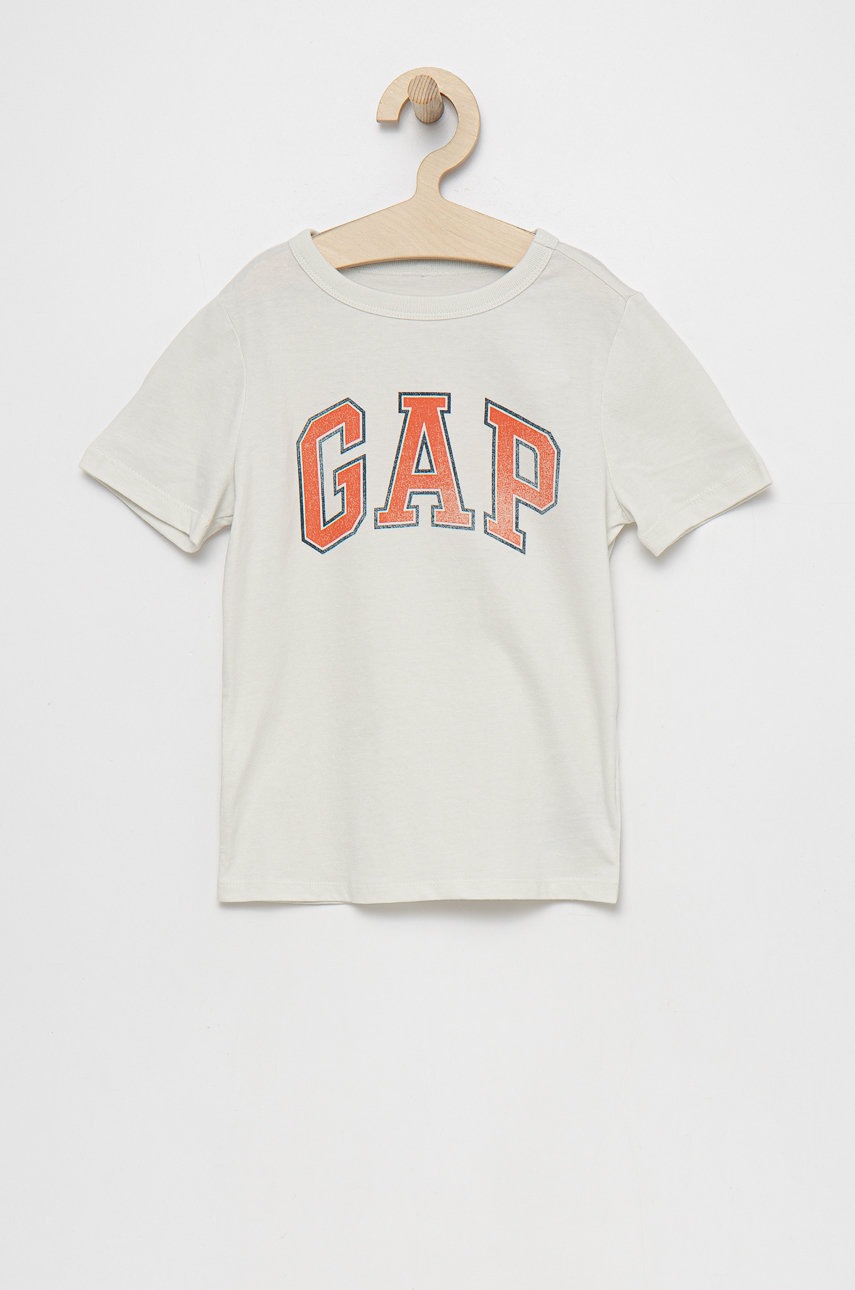 

Детска памучна тениска GAP в сиво с принт, Сив