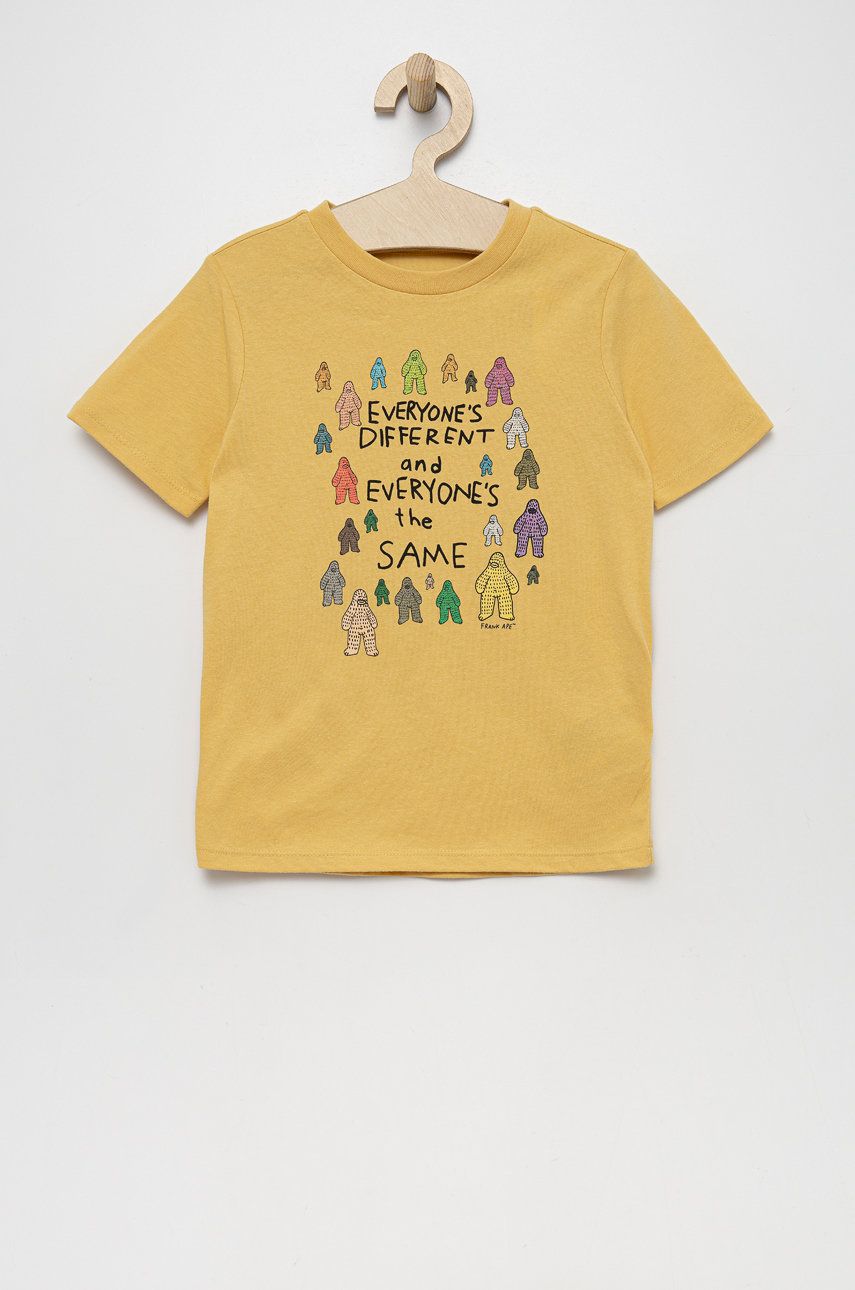 GAP t-shirt dziecięcy kolor żółty z nadrukiem