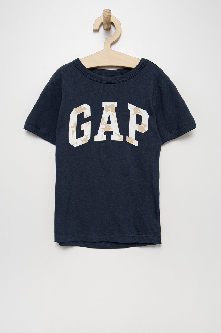 

Детска памучна тениска GAP в тъмносиньо с принт, Тъмносин